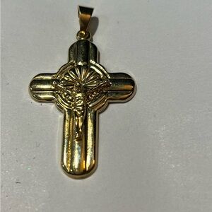 18kt gold filled large mens cross pendant.